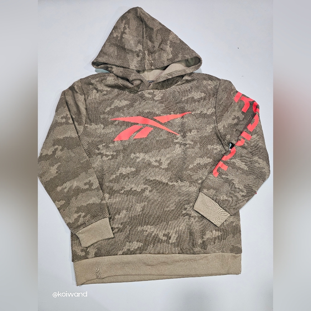 Reebok BB Vector Fleece Allover Print Hoodie Size 10